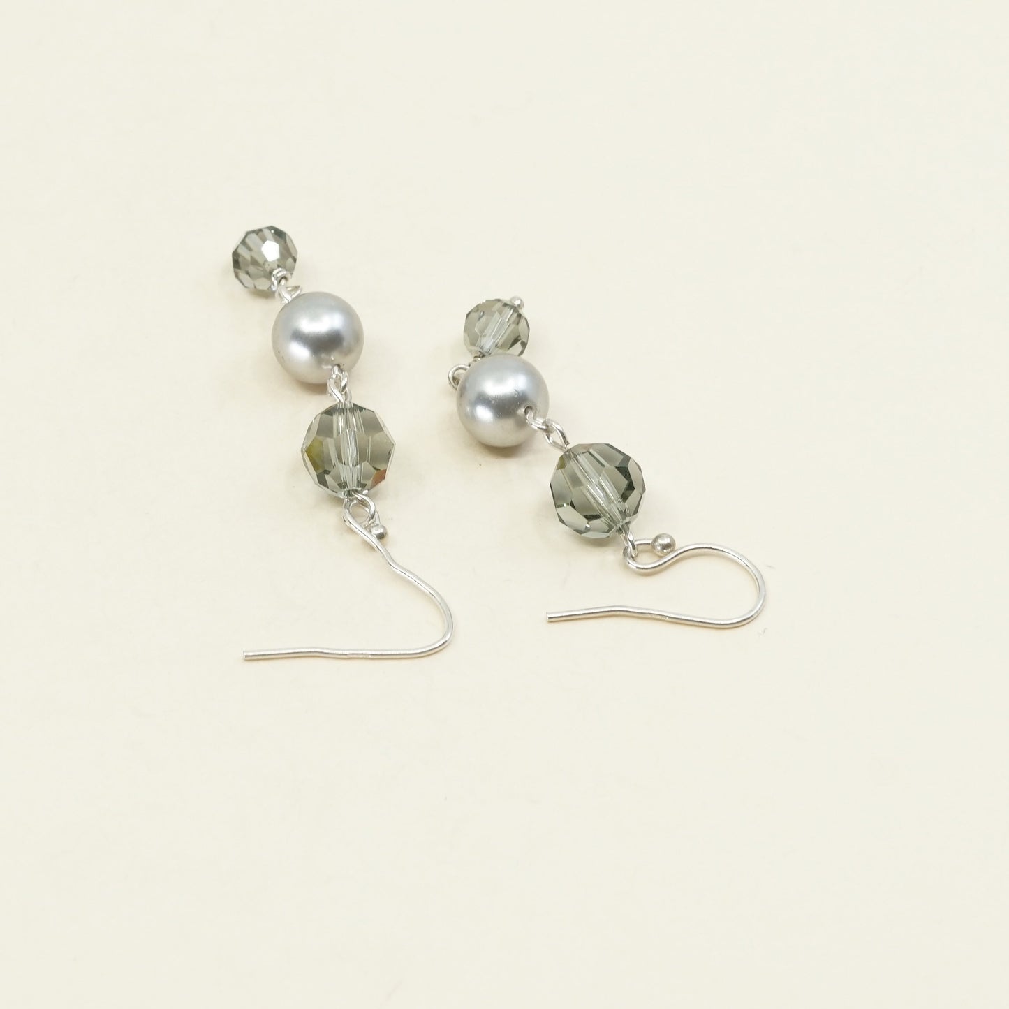 VTG Sterling silver handmade earrings, 925 hooks w/ pearl drops