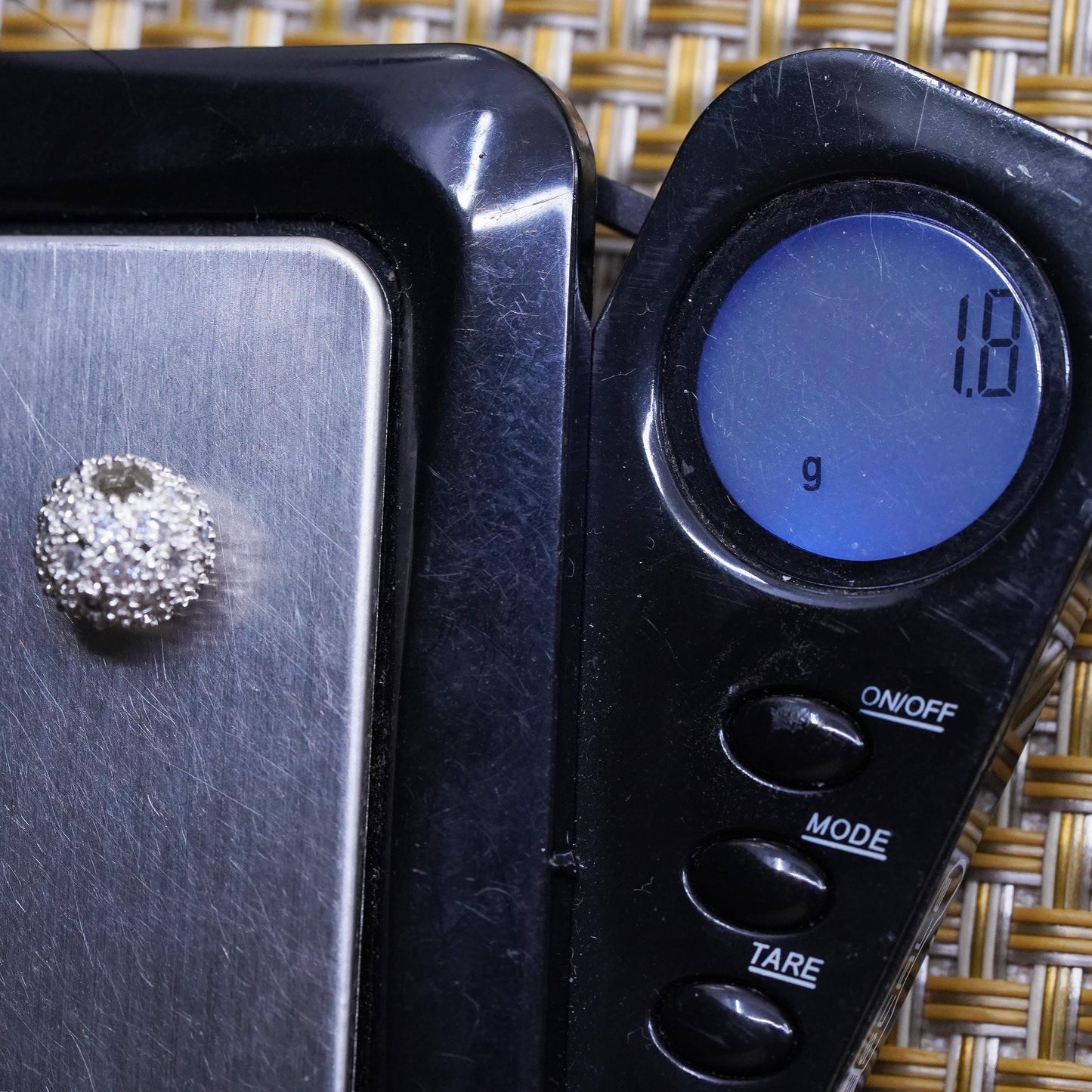 Vintage Sterling 925 silver handmade pendant bead charm with cluster cz