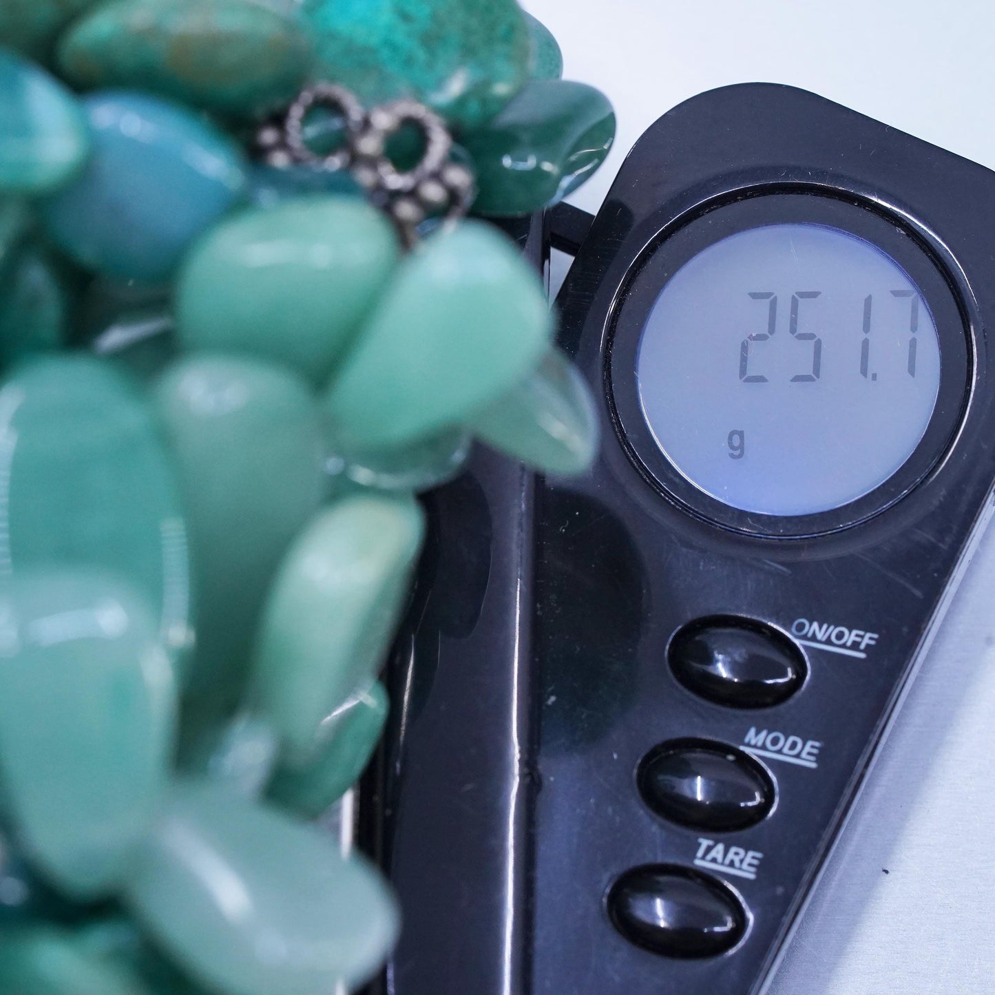 18+2", Vintage beads necklace, sterling silver 925 closure turquoise amazonite