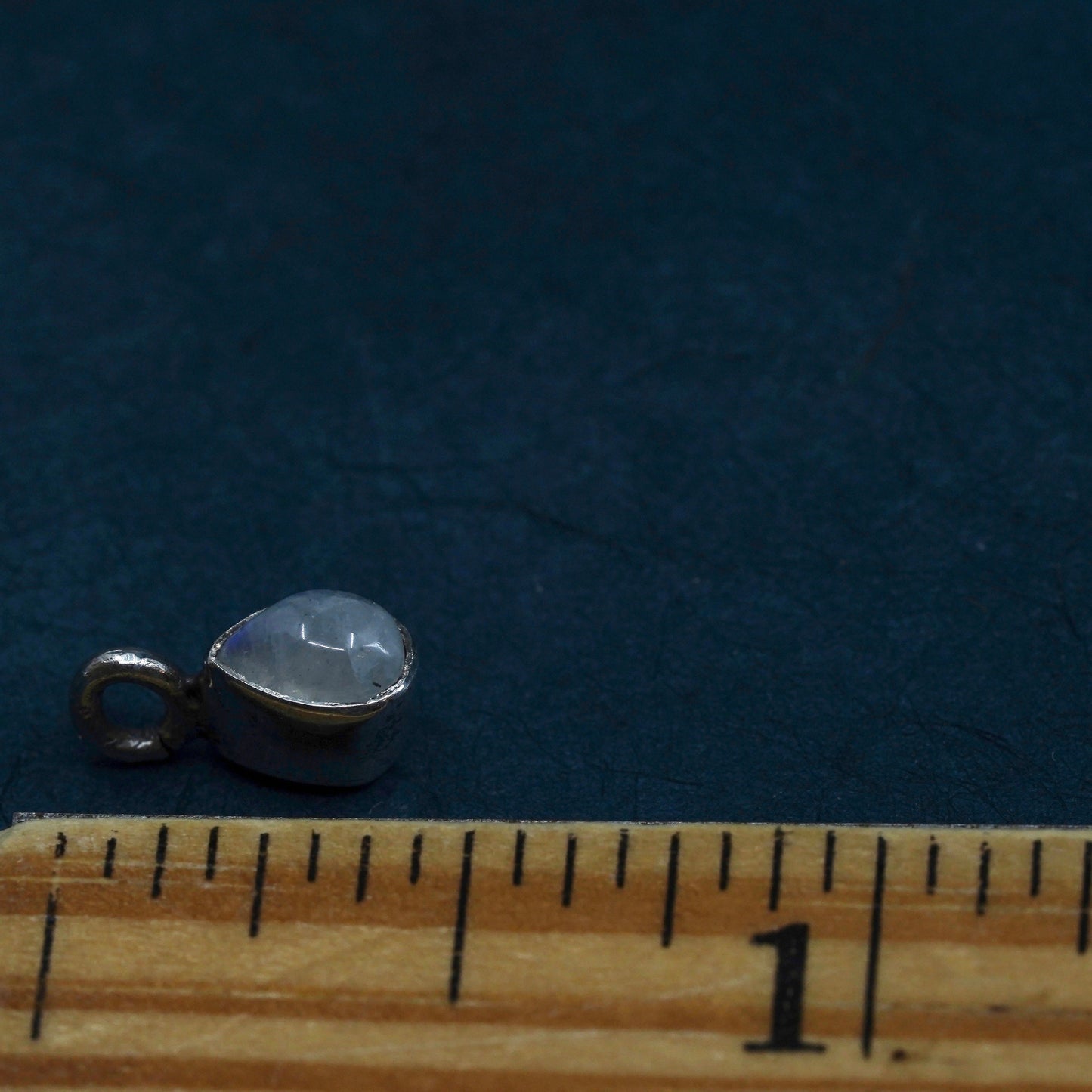 Vintage Sterling silver handmade pendant, 925 teardrop charm with moonstone
