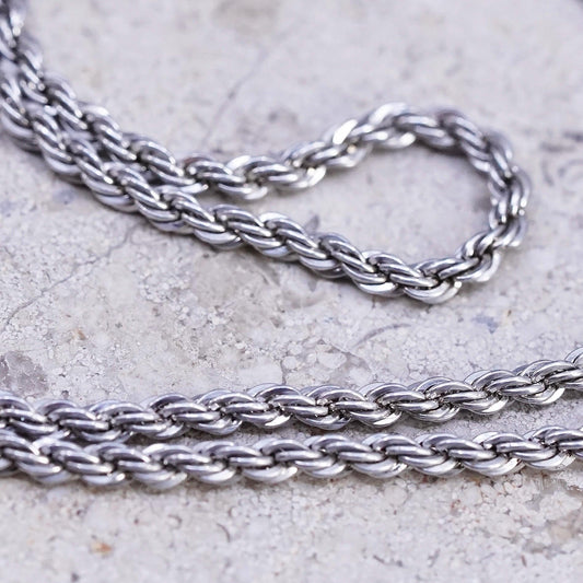 20" 2mm, vintage Sterling silver handmade necklace, 925 rope chain