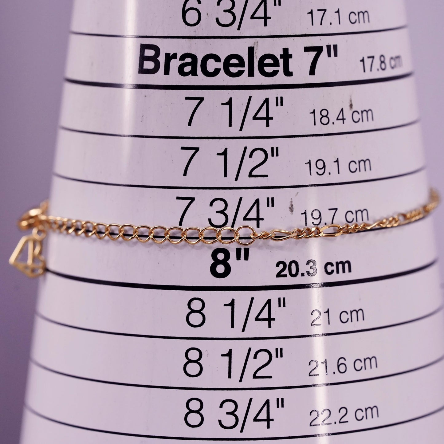 6+2” 2mm, vintage gold plated Sterling silver figaro bracelet