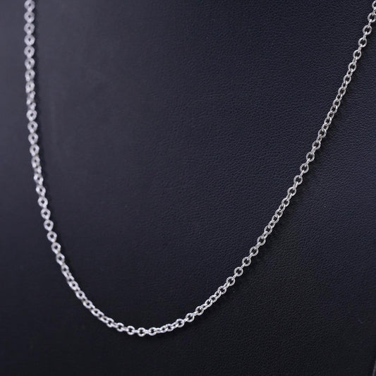 18+2" 2mm, vintage Sterling 925 silver circle chain necklace