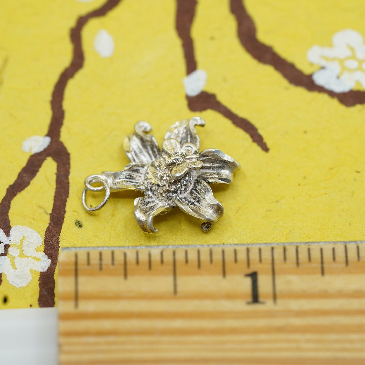 Sterling silver handmade pendant, 925 hibiscus Hawaii state flower w/ butterfly
