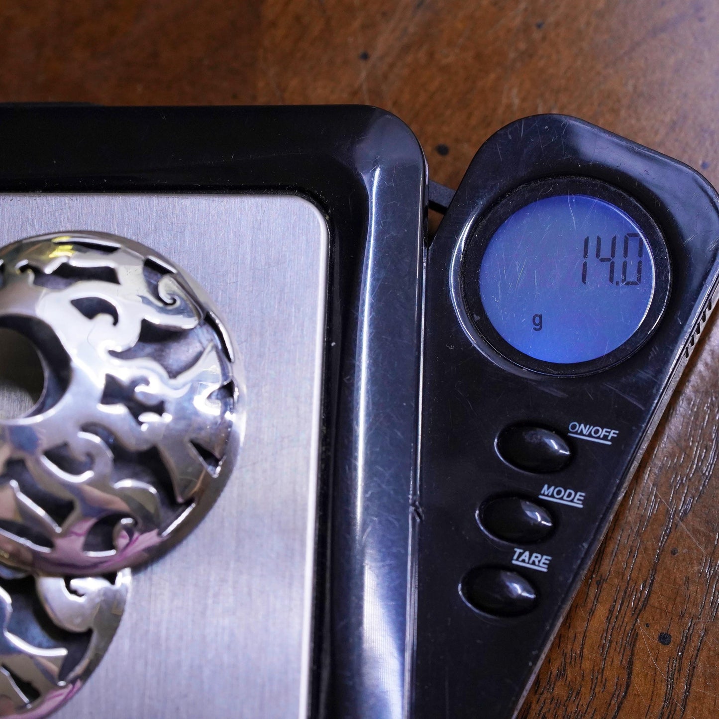 VTG Mexican hecho en Sterling silver earrings, Mexico 925 cutted circle dangles