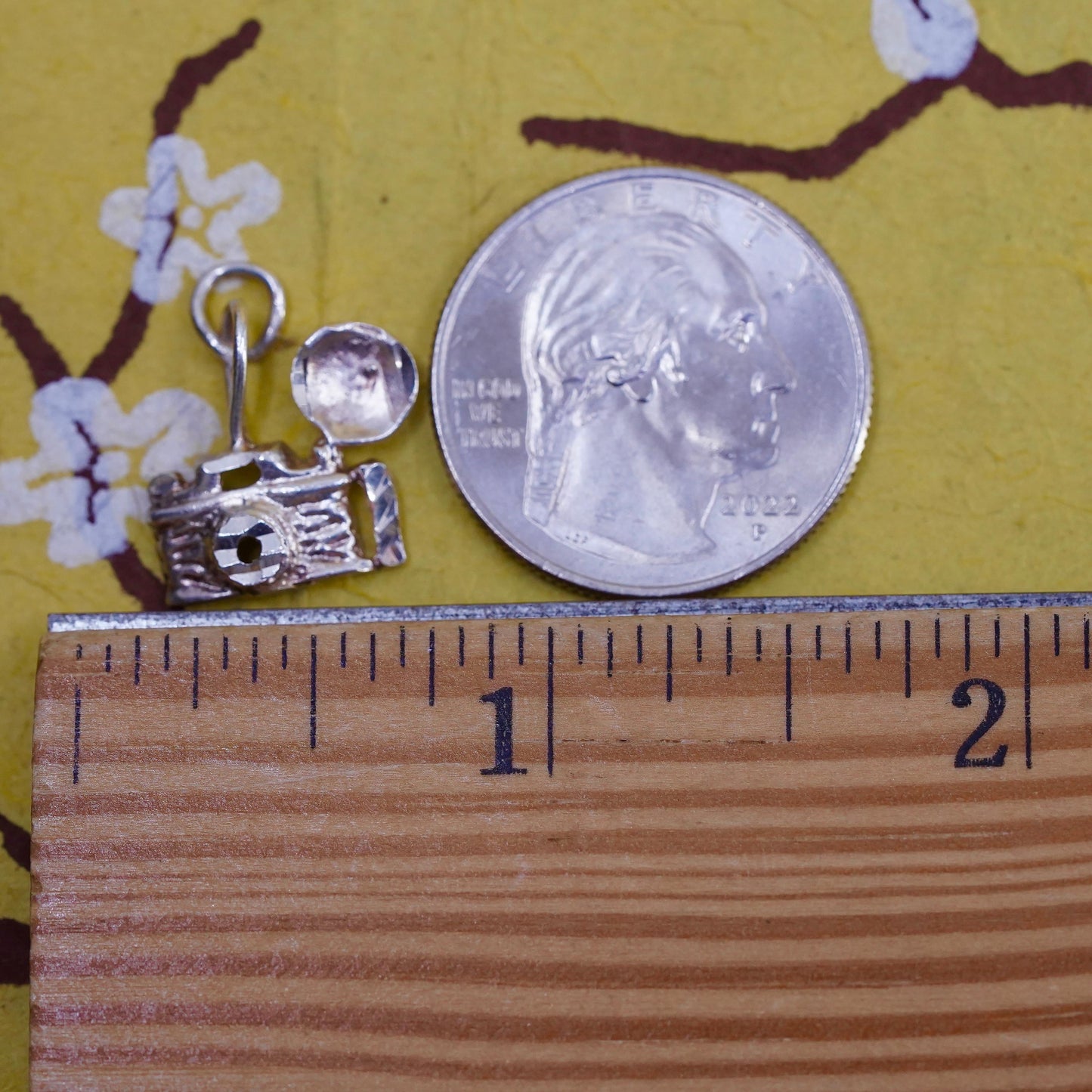 Vintage Sterling silver handmade pendant, 925 camera charm