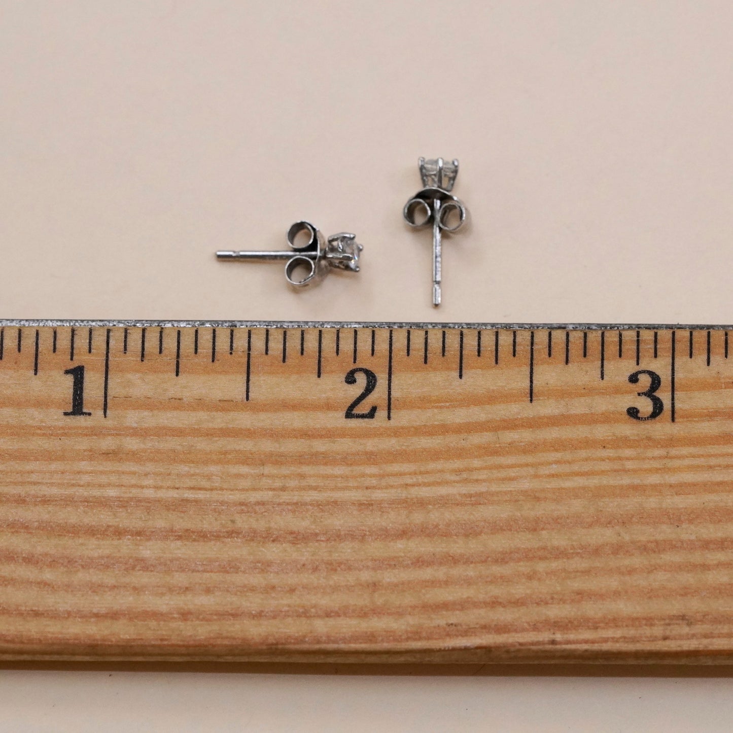 3mm, Vintage sterling 925 silver cz studs, minimalist earrings