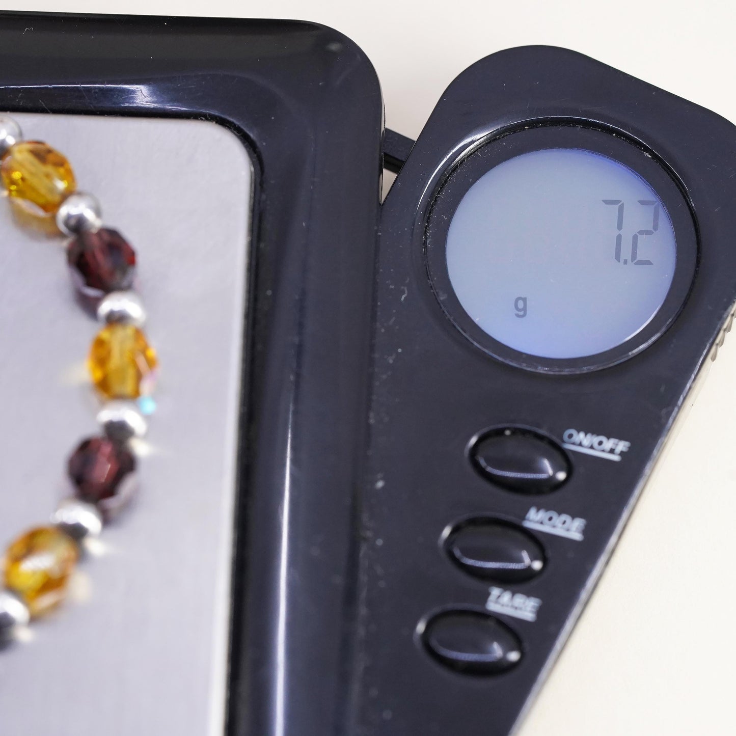 7.25”, vintage 925 Sterling silver handmade bracelet with garnet citrine beads