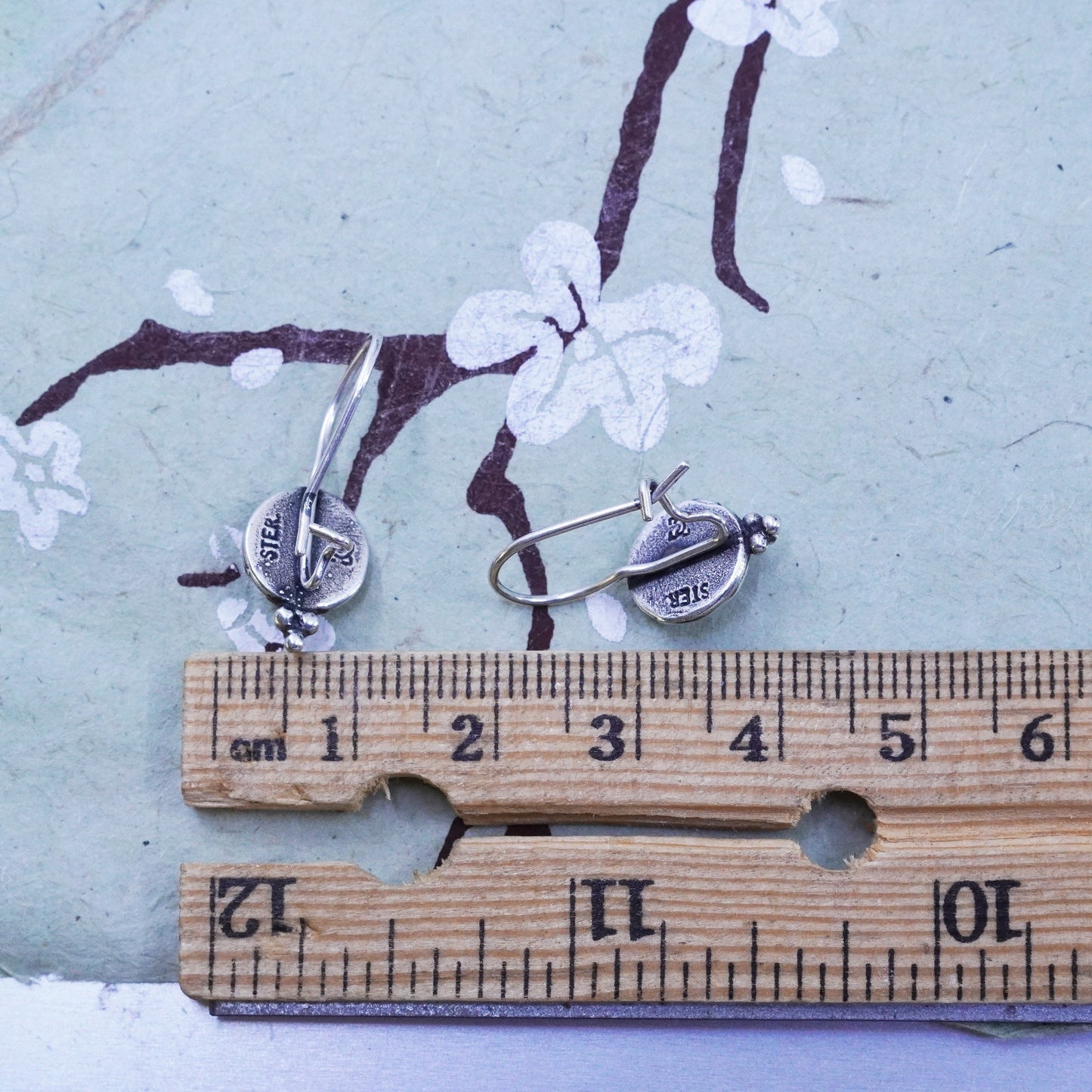 Vintage Israel Sterling silver 925 handmade earrings with garnet and beads