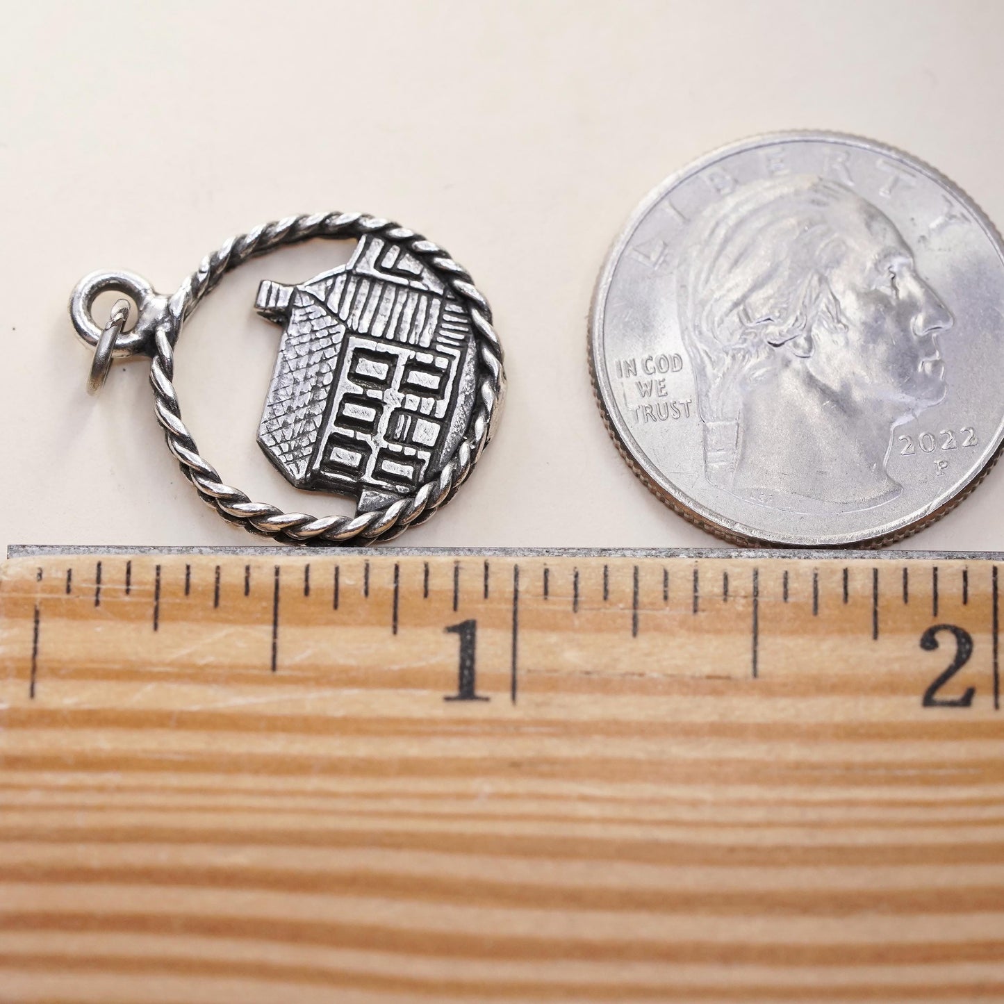 Sterling 925 Silver Hannibal Missouri House Charm Pendant, Mark Twain Souvenir