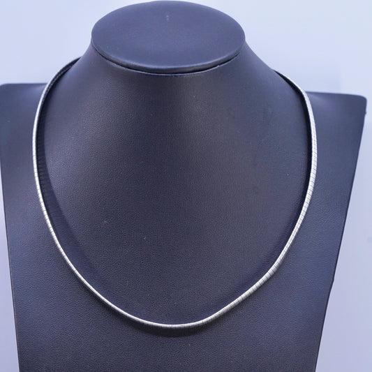 18", vintage Italian Sterling silver necklace, solid 925 silver omega chain