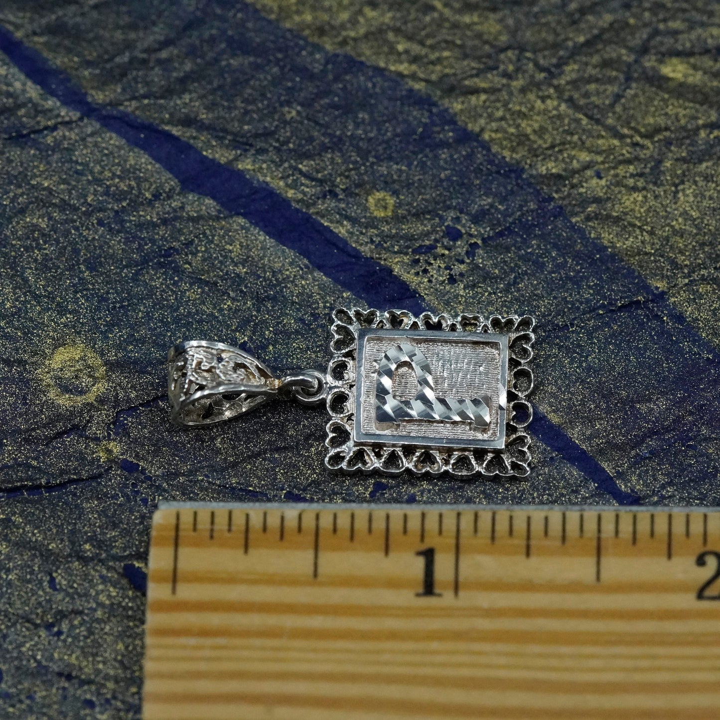 Vintage sterling silver handmade pendant, 925 charm with letter “P”