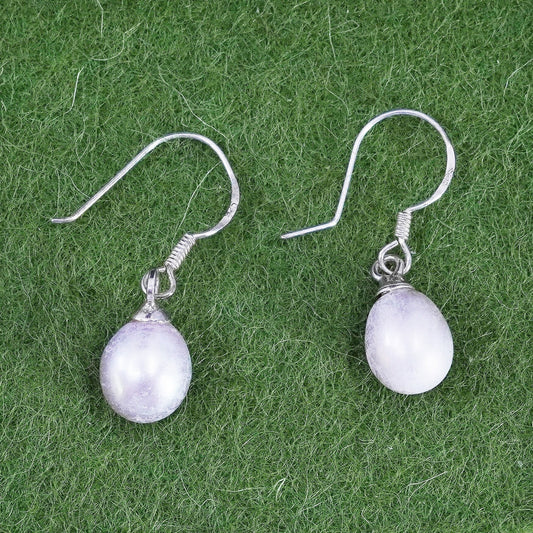 Vintage Sterling 925 silver handmade earrings with freshwater pearl beads