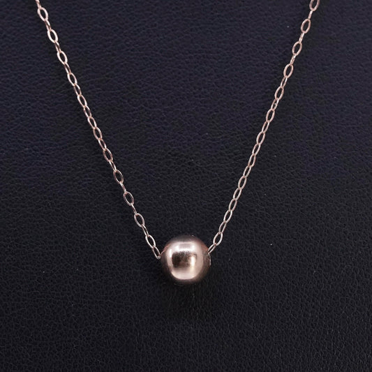 18", vintage vermeil rose gold Sterling 925 silver circle necklace bead pendant
