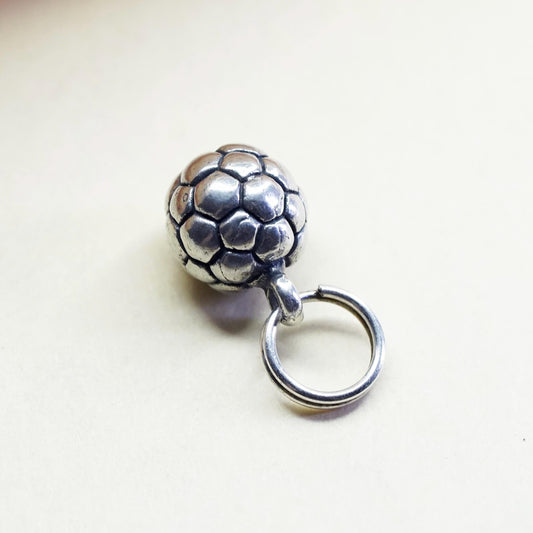 Vintage sterling silver charm, 925 silver 3D football charm, soccer ball