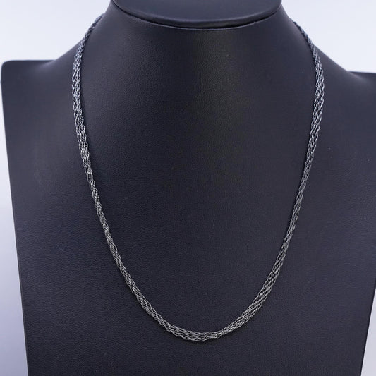 16", VTG Italian Sterling 925 silver multi strands Singapore rope necklace