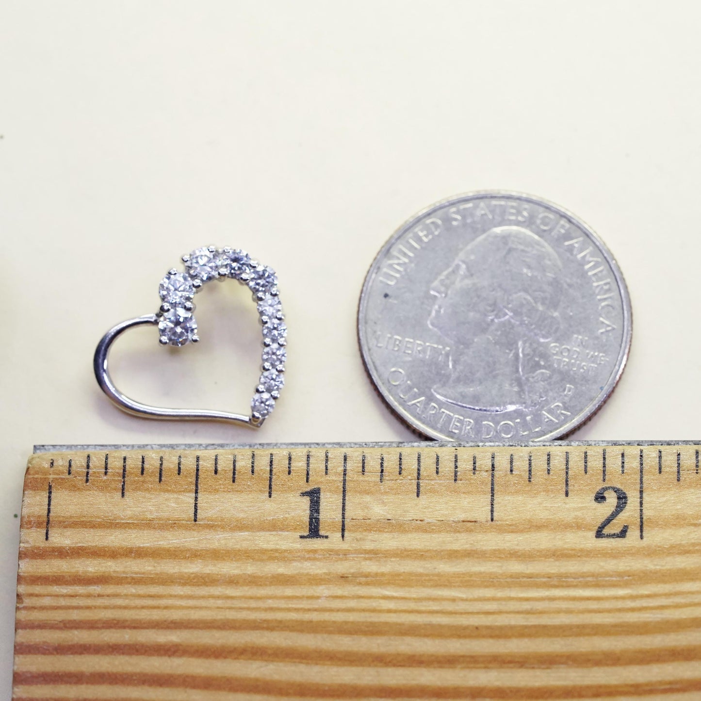 Vintage sterling 925 silver heart pendant with cluster clear Cz around
