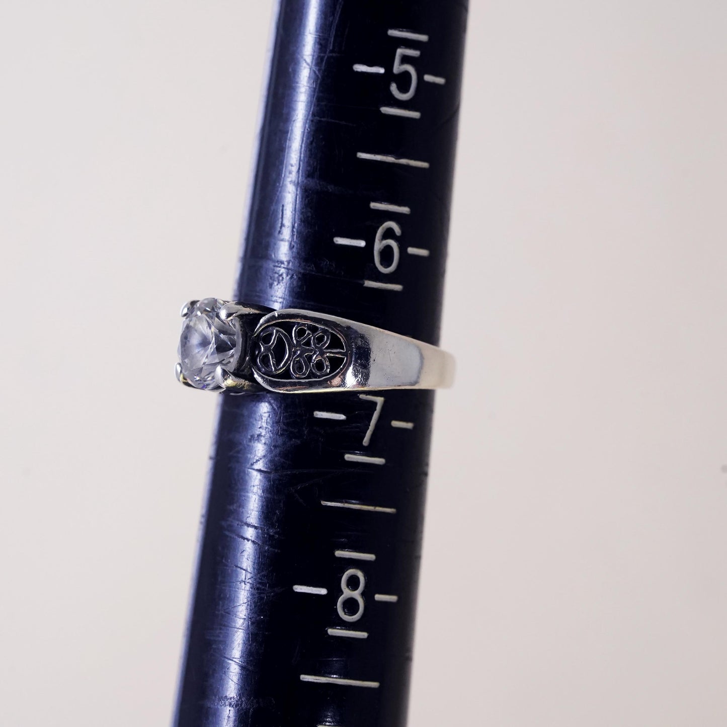 Size 6.5, vintage Sterling 925 silver Statement ring with cz