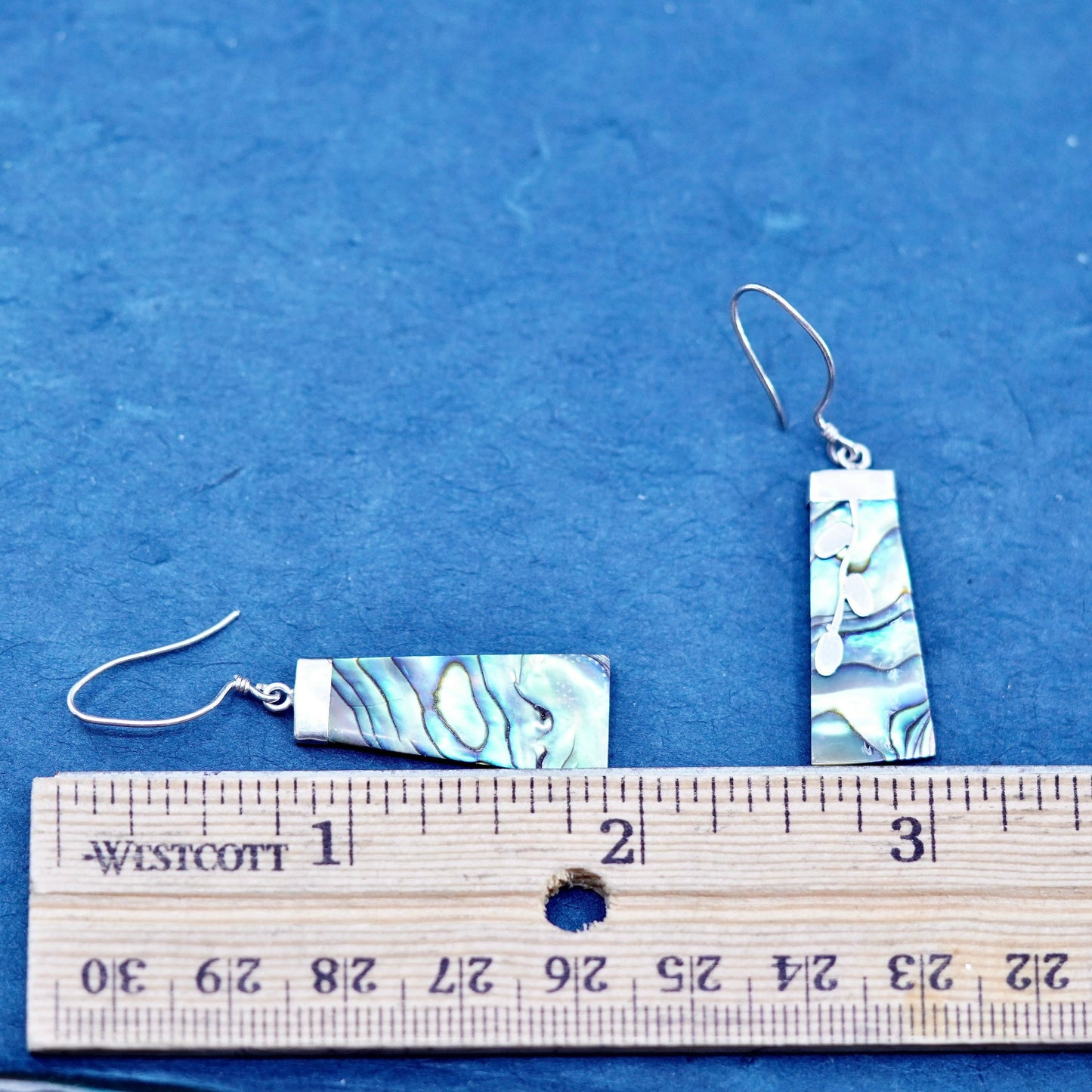 Vintage Mexican Sterling 925 silver handmade earrings with abalone