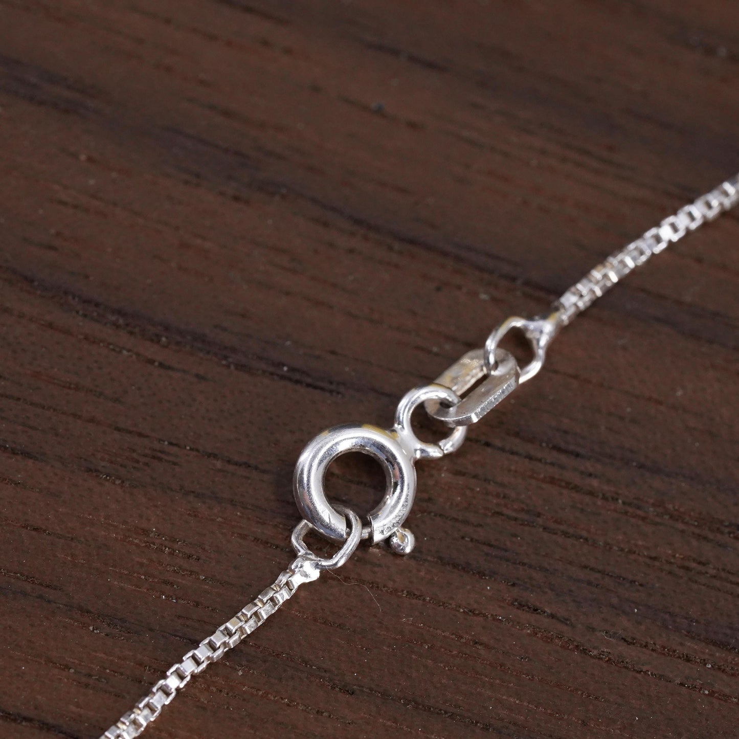 16” 1mm, vintage Sterling silver necklace, 925 box chain with circle CZ pendant