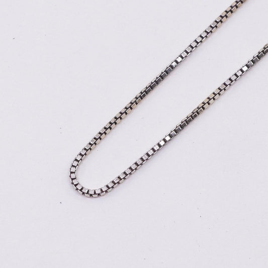18”, 1mm, Vintage vermeil gold over sterling 925 silver box chain, necklace, stamped 925