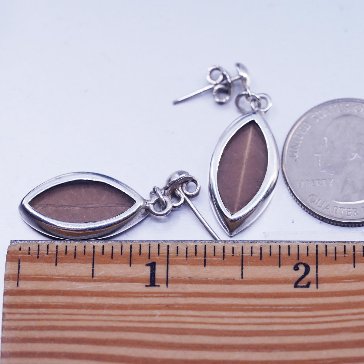 Vintage Sterling 925 silver handmade yellow leaf resin earrings