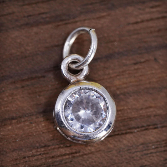 Vintage Sterling 925 silver handmade tiny pendant with cz