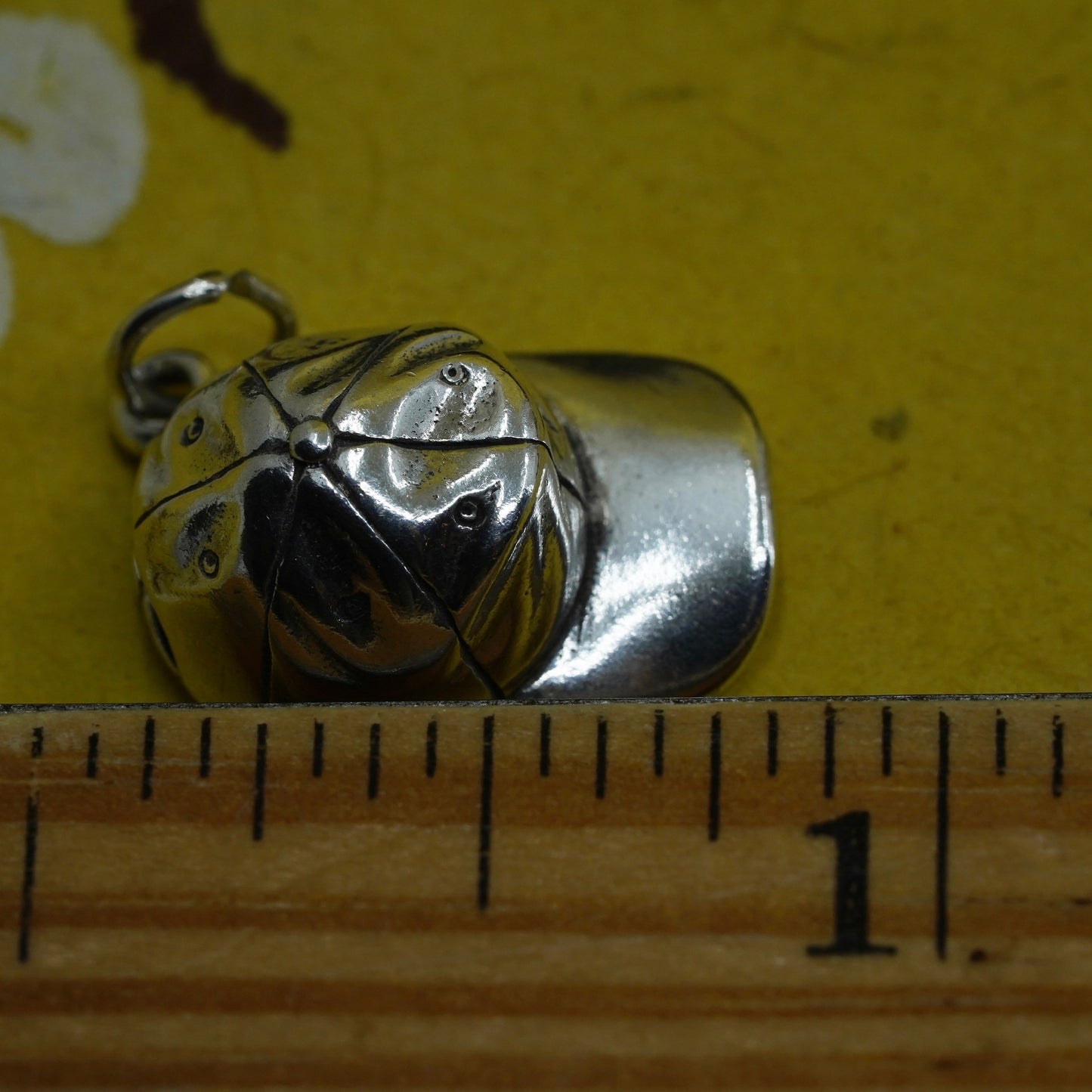 Vintage Sterling silver handmade charm, Mexico 925 baseball hat pendant