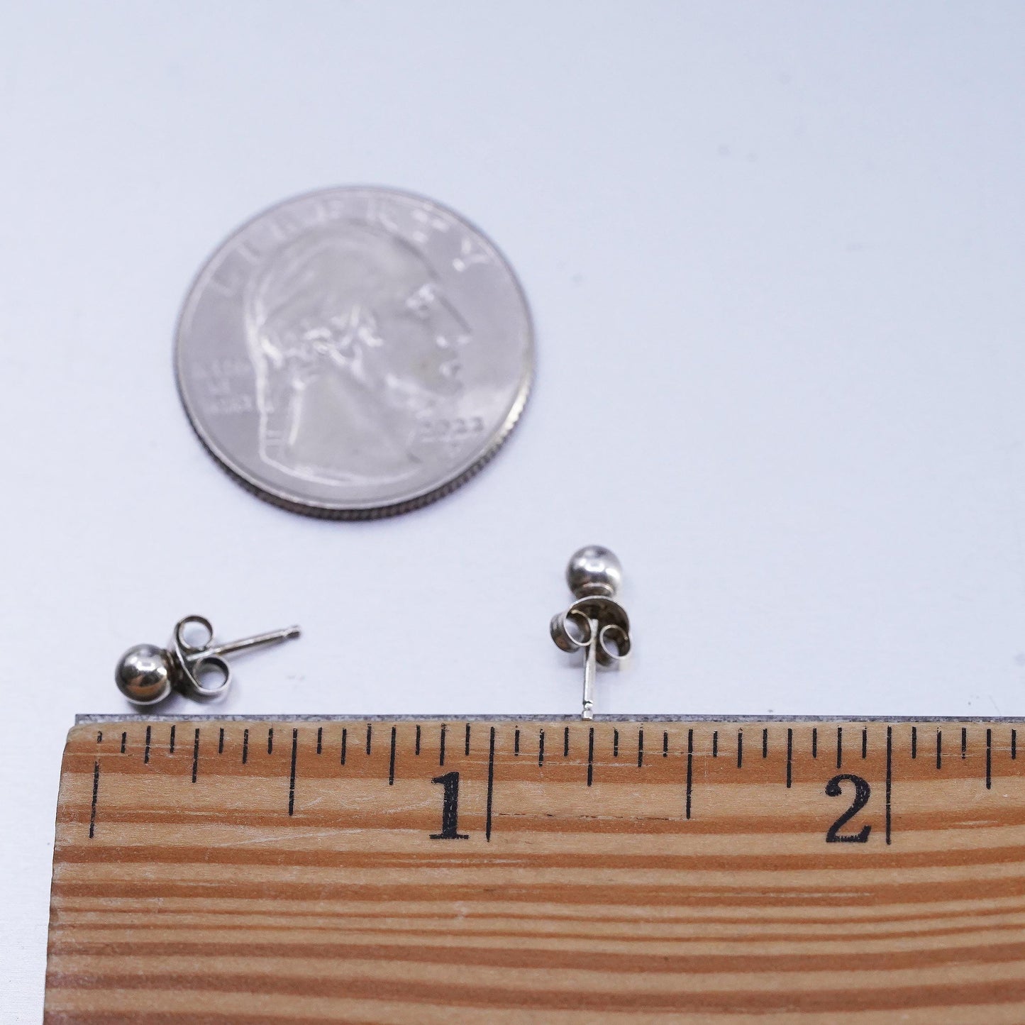 4mm Vintage Sterling 925 silver earrings, studs