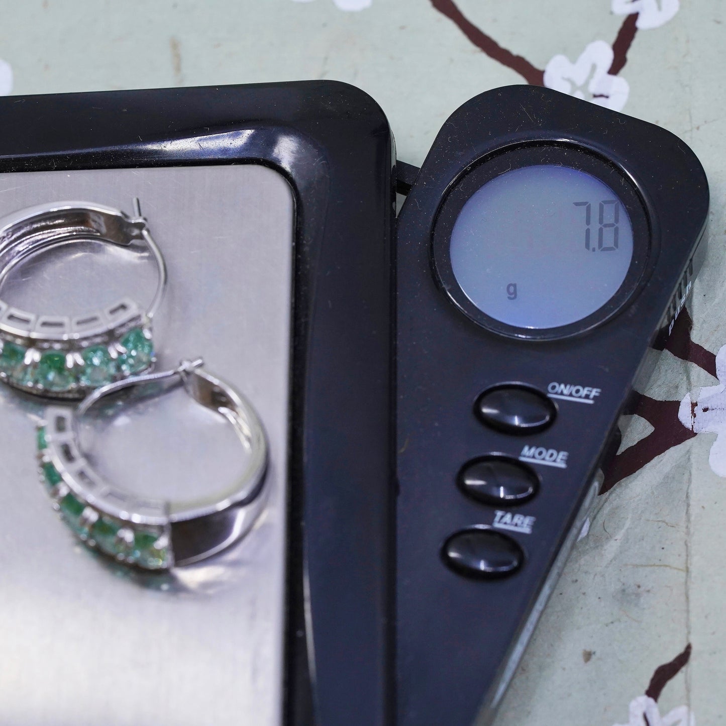 0.75”, sterling silver earrings, 925 hoops, Huggie with peridot and diamond
