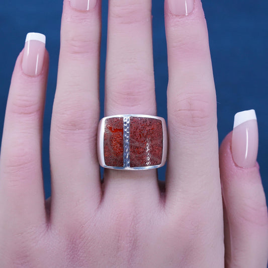Size 6, vintage retired Silpada R1430 Sterling 925 Silver ring w/ sponge coral