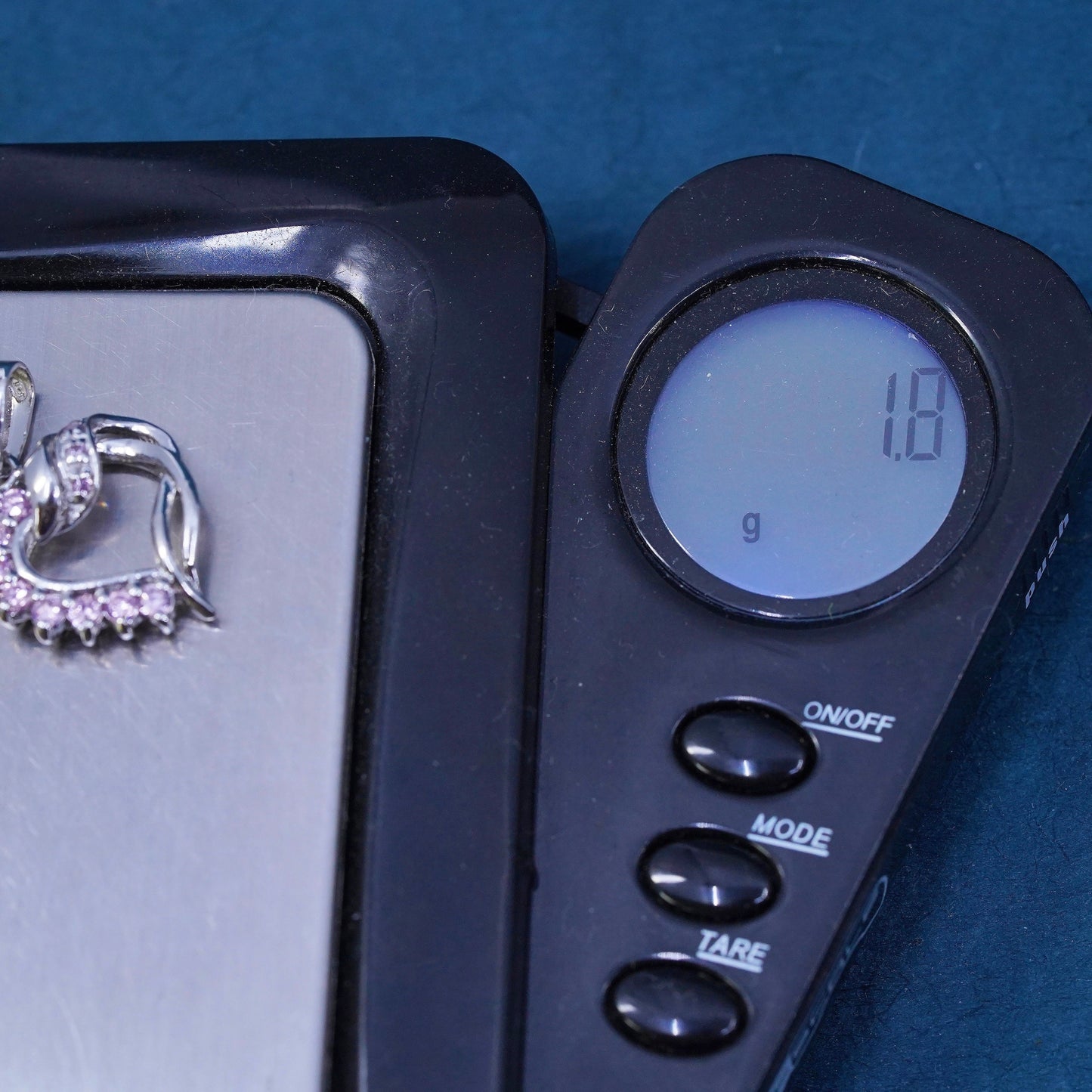 Vintage Sterling 925 silver heart pendant with cluster pink Cz