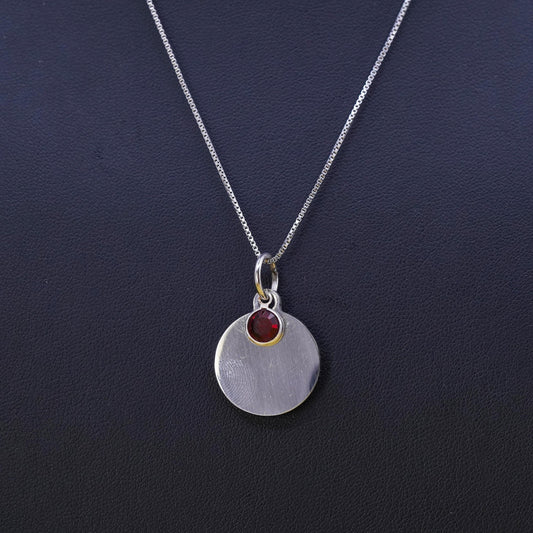18",, Sterling silver necklace, 925 box chain circle pendant when cardinals