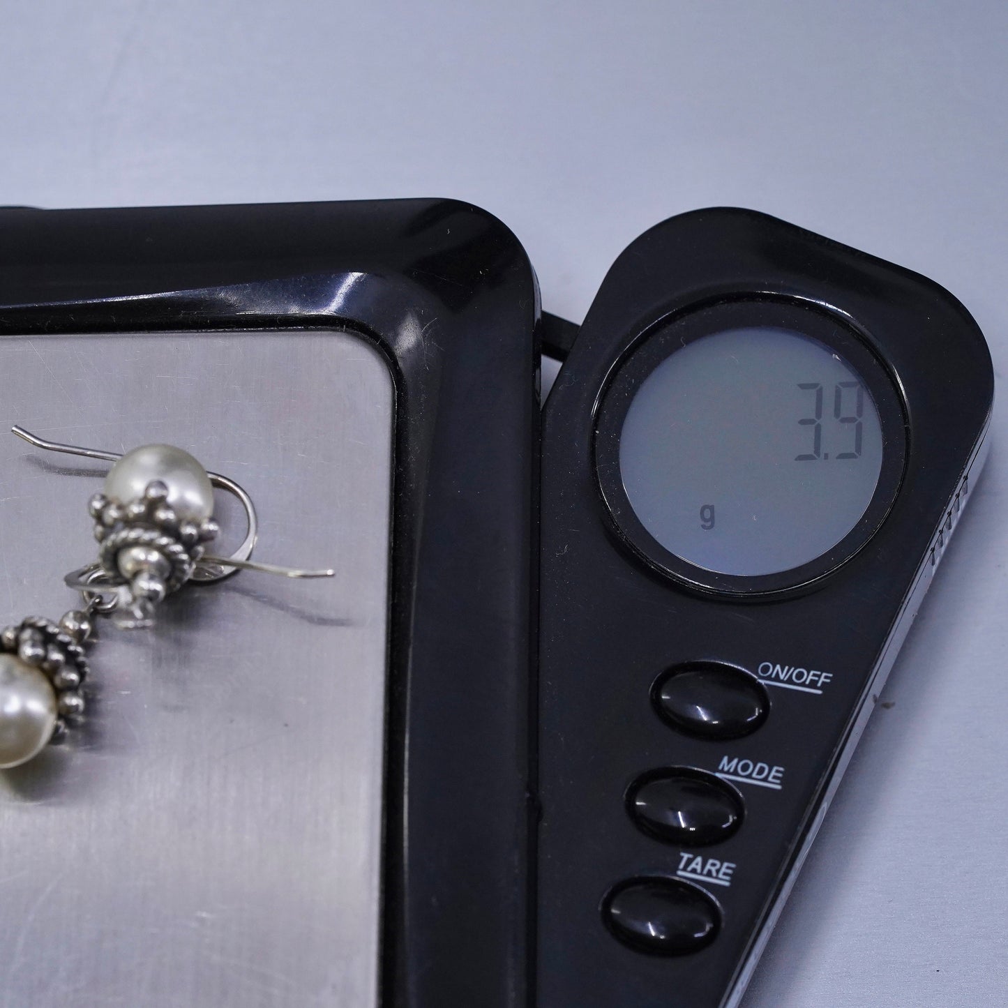 Vintage Sterling 925 silver handmade earrings with pearl