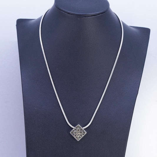 16", DDD Sterling 925 silver necklace 14K yellow gold Irish Celtic knot pendant