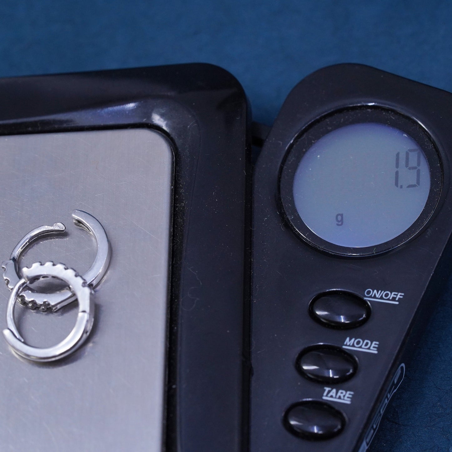 0.5", vintage Sterling silver handmade hoop earrings, 925 huggie with cz