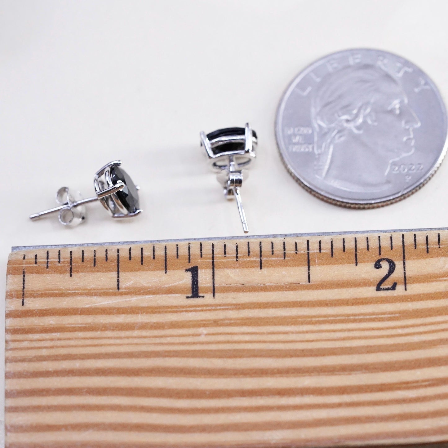 Vintage Sterling silver handmade earrings, 925 studs with obsidian