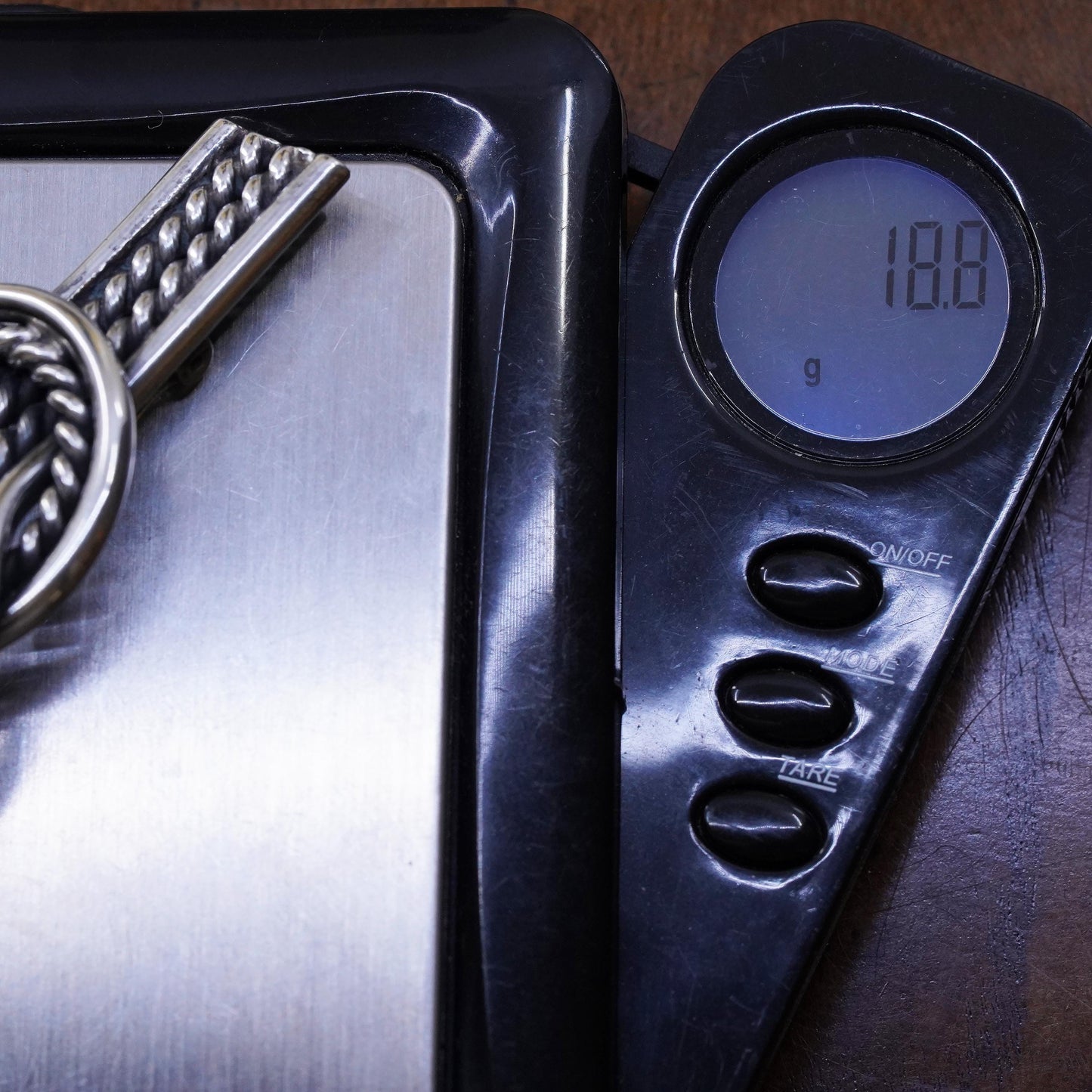 Vintage handmade sterling 925 silver cable knotted brooch