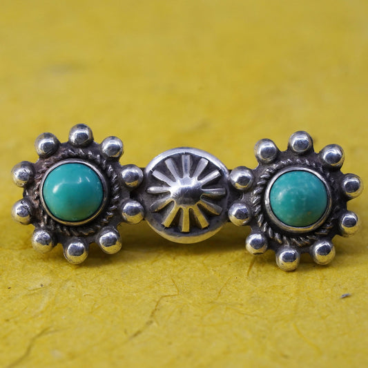 Vintage Native American southwestern sterling 925 silver brooch with turquoise