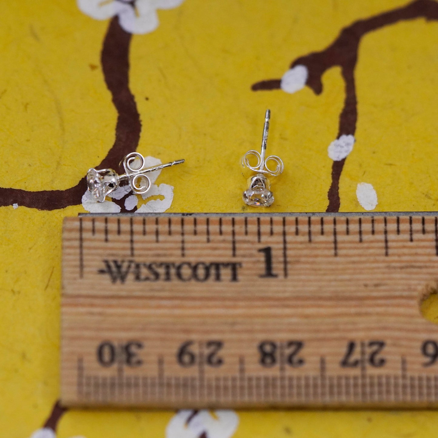3mm, Sterling silver clear round crystal studs, cz earrings