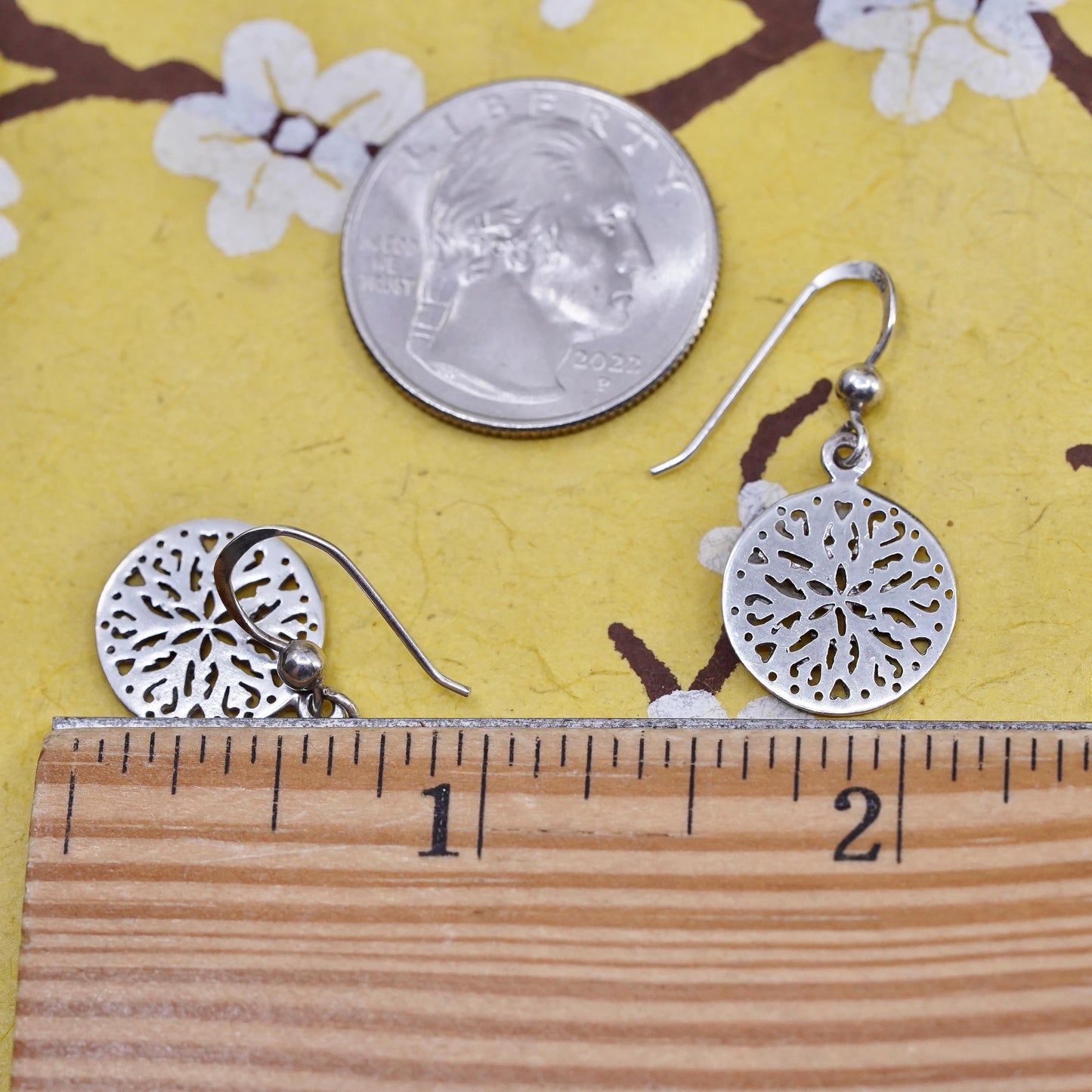 Vintage Sterling 925 silver handmade earrings with cut out dangles