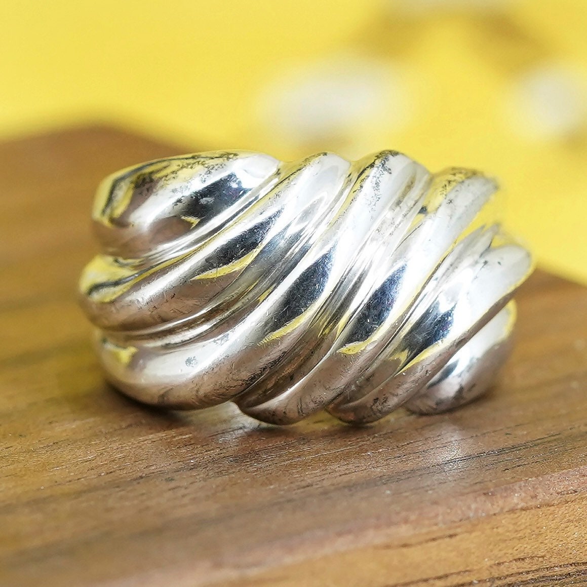 Size 7.5, Native American Navajo James Mason sterling silver ring 925 ribbed