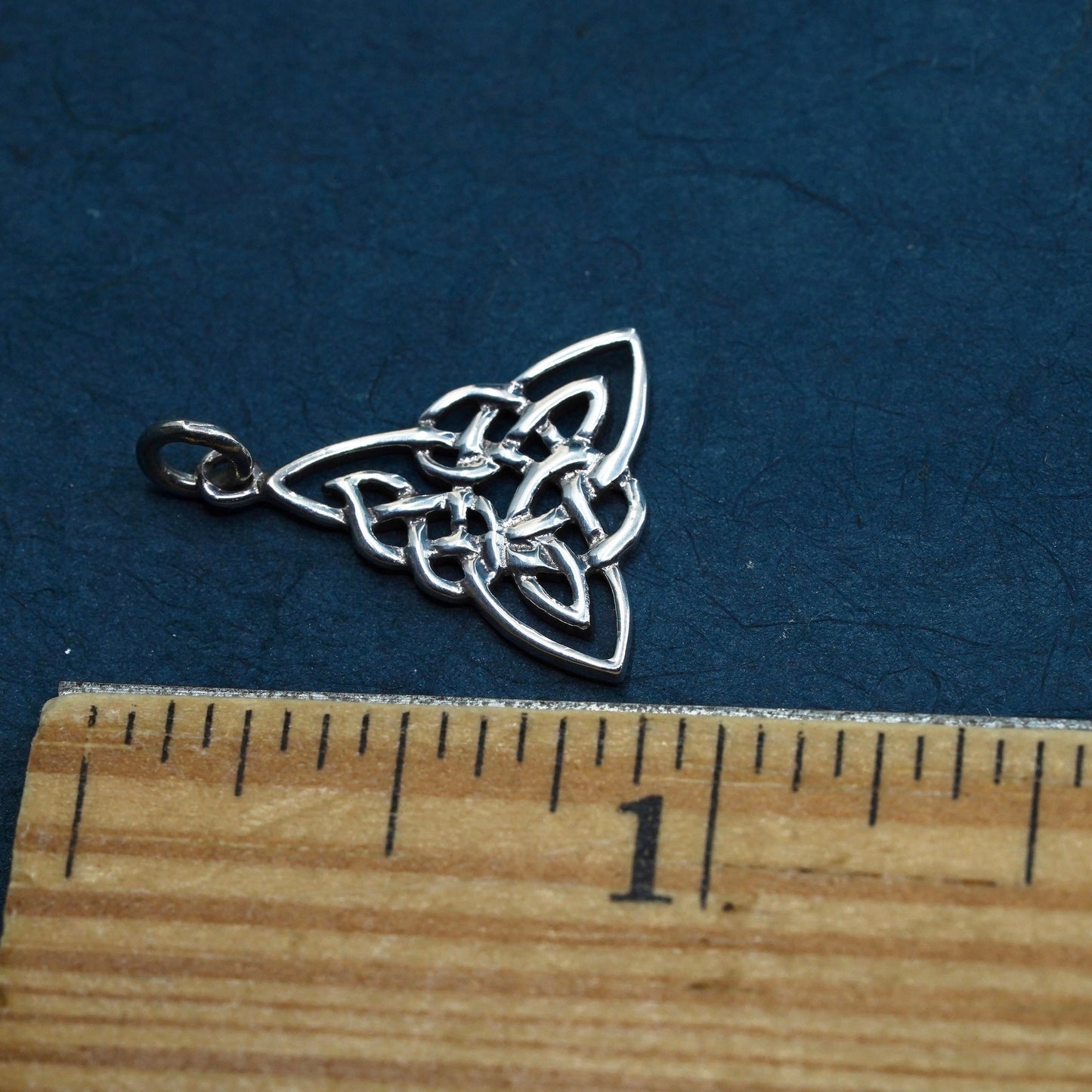 Irish Sterling silver handmade pendant, 925 Celtic knot triangular charm