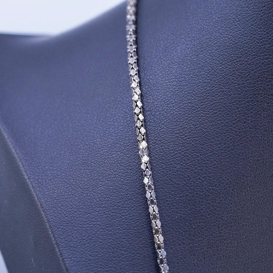 24" 2mm, vintage Italy Sterling 925 silver oxidized popcorn chain necklace