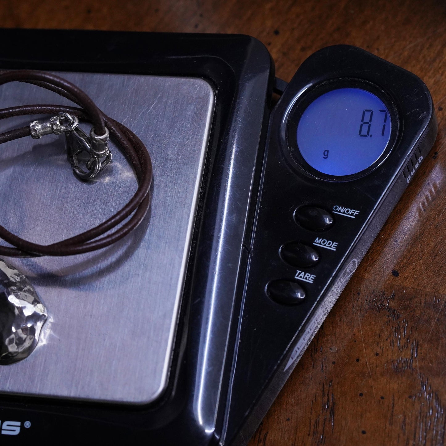 16”, Silpada leather necklace, brown leather choker with 925 teardrop pendant