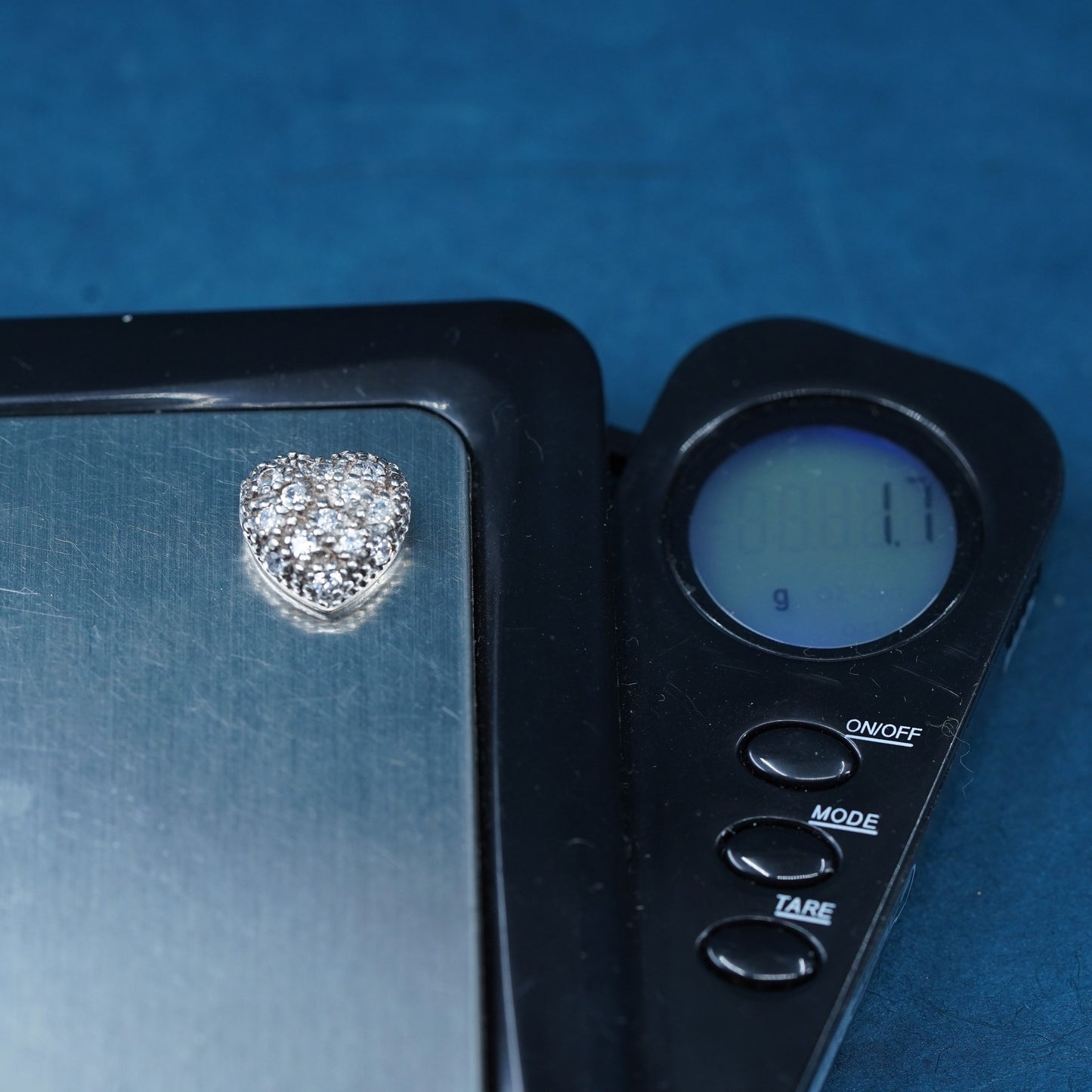 Vintage Sterling silver handmade pedant, 925 heart with crystal details