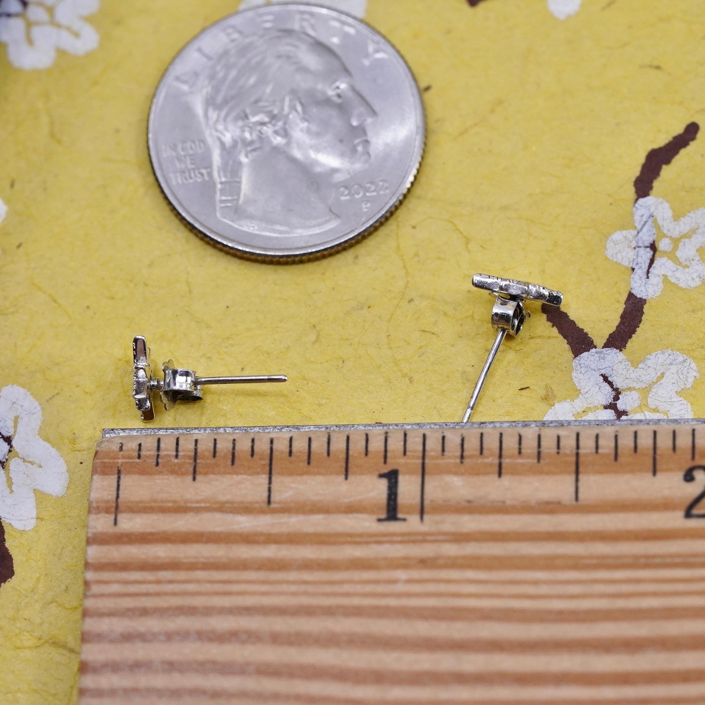 Vintage Sterling silver North Star studs, cz star earrings