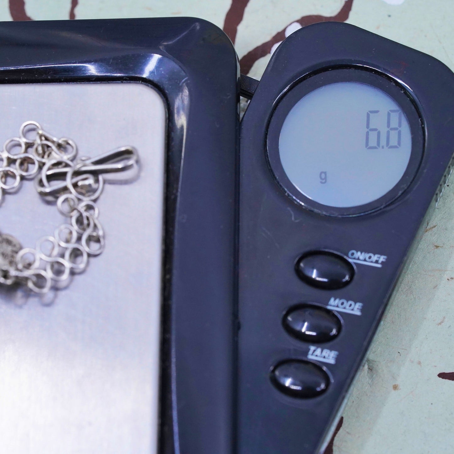 5.75", vintage sterling silver handmade bracelet, 800 filigree flower chain