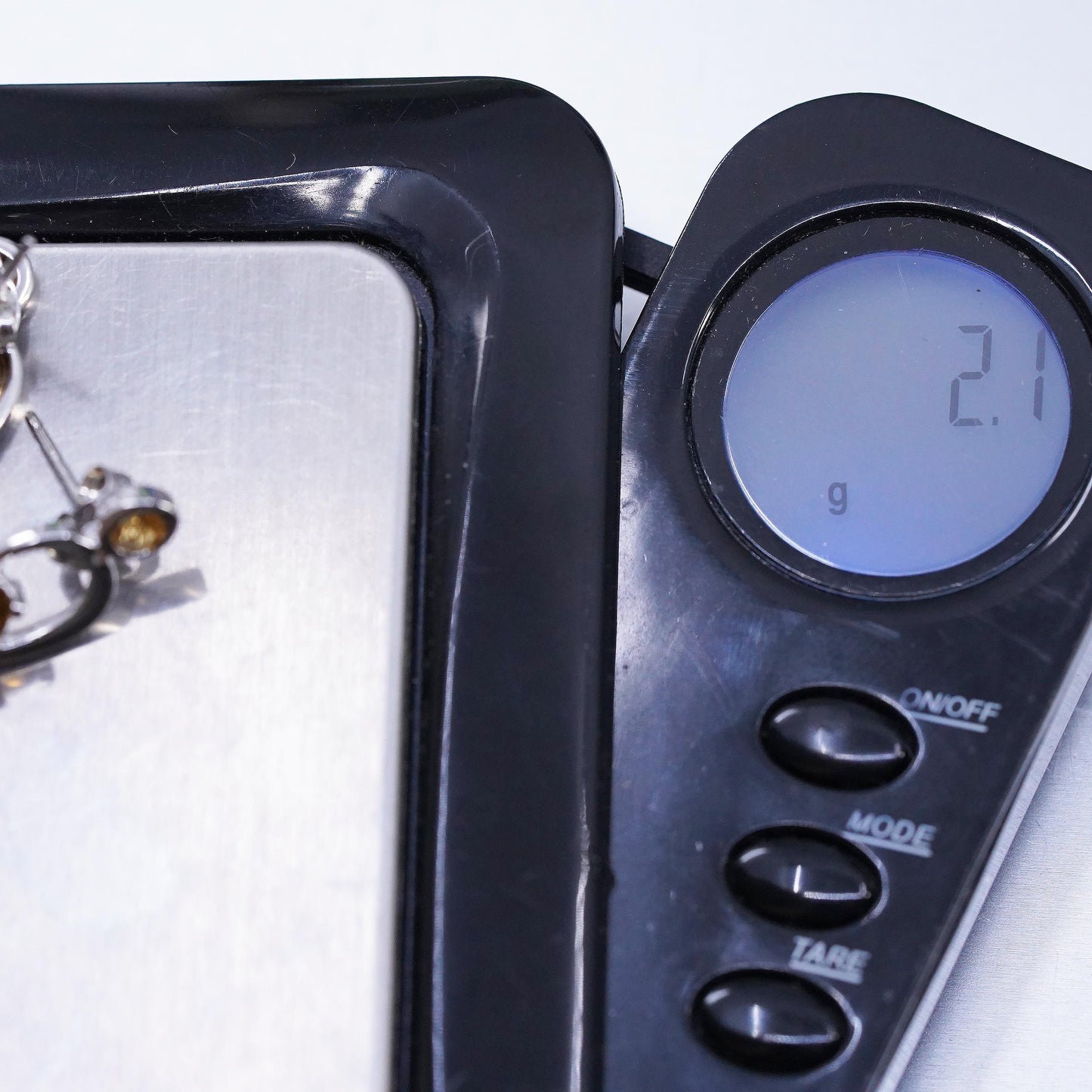 Vintage minimalist Modern wave Sterling Silver Earrings, 925 Studs citrine