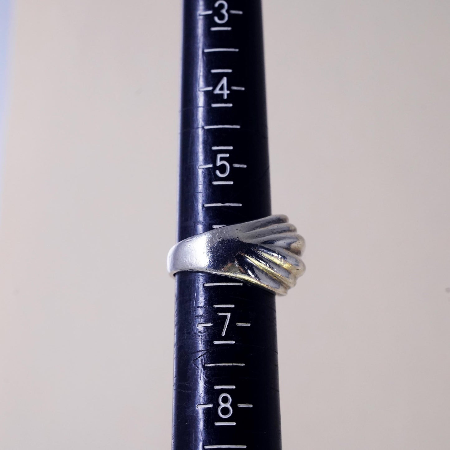 Size 6, vintage sterling silver ribbed ring, southwestern 925 band, modernist